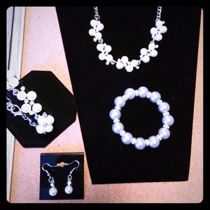 Fancy necklace, earrings, two bracelet set